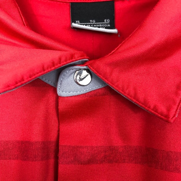 Tiger Woods Nike Dri-Fit Red Striped Golf Polo Sz XL - Picture 6 of 12